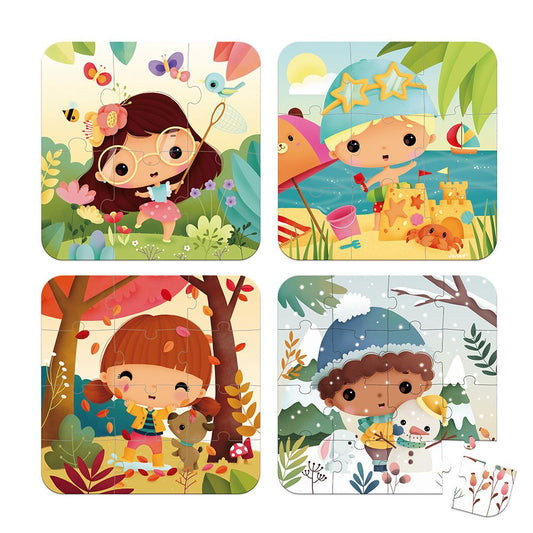 PUZZLE JANOD +2 AÑOS ·SET 4 PUZLES EVOLUTIVOS LAS 4 ESTACIONES· - Happy Moments Baby