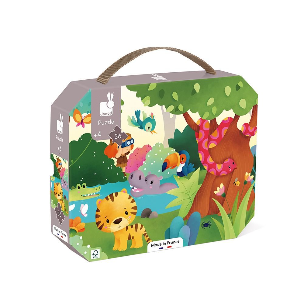 PUZZLE JANOD +4 AÑOS ·ANIMALES SALVAJES 36 PIEZAS· - Happy Moments Baby