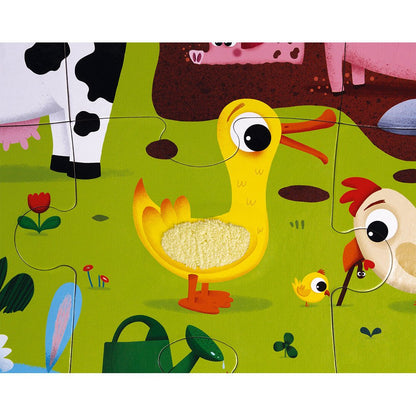 PUZZLE TÁCTIL JANOD ·LOS ANIMALES DE LA GRANJA 20 PIEZAS· - Happy Moments Baby