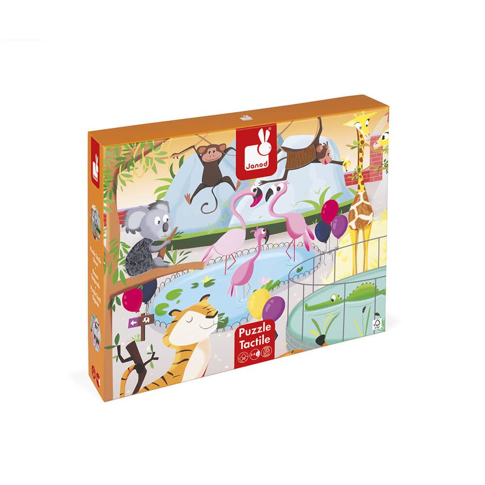 PUZZLE TÁCTIL JANOD ·UN DÍA EN EL ZOO 20 PIEZAS· - Happy Moments Baby