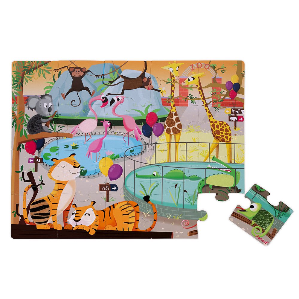 PUZZLE TÁCTIL JANOD ·UN DÍA EN EL ZOO 20 PIEZAS· - Happy Moments Baby