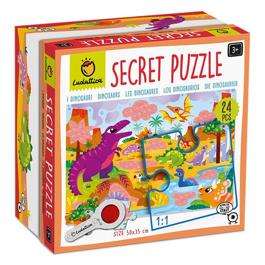 SECRET PUZZLE LUDATTICA 24 PIEZAS ·DINOSAURIOS· - Happy Moments Baby
