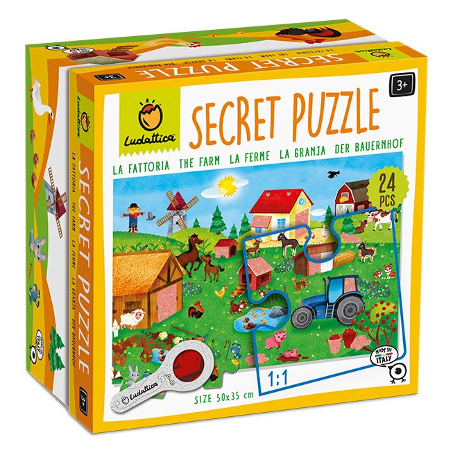 SECRET PUZZLE LUDATTICA 24 PIEZAS ·LA GRANJA· - Happy Moments Baby