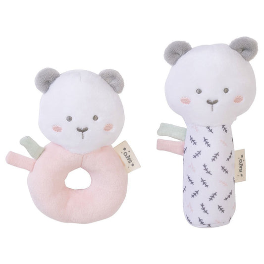 SET DE DOS SONAJEROS DE TELA SARO ·ROSA· - Happy Moments Baby