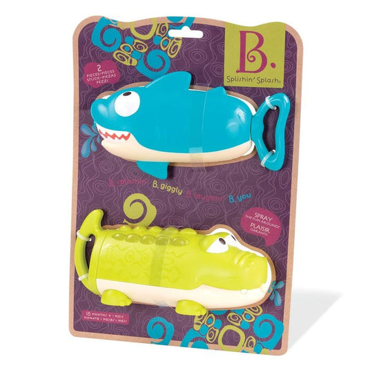SPLISHIN SPLASH 2 PISTOLAS DE AGUA LANZACHORROS ·TIBURÓN Y COCODRILO· - Happy Moments Baby