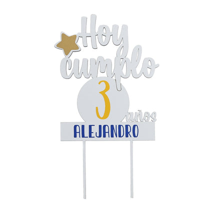 TOPPER PASTEL CUMPLEAÑOS PERSONALIZADO - Happy Moments Baby