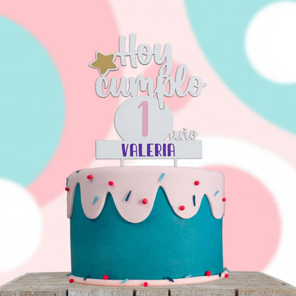 TOPPER PASTEL CUMPLEAÑOS PERSONALIZADO - Happy Moments Baby