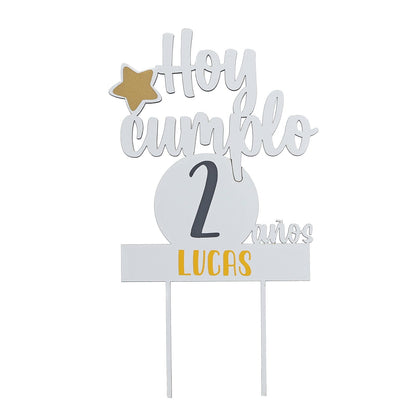 TOPPER PASTEL CUMPLEAÑOS PERSONALIZADO - Happy Moments Baby