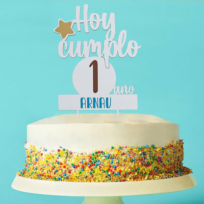 TOPPER PASTEL CUMPLEAÑOS PERSONALIZADO - Happy Moments Baby