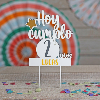 TOPPER PASTEL CUMPLEAÑOS PERSONALIZADO - Happy Moments Baby