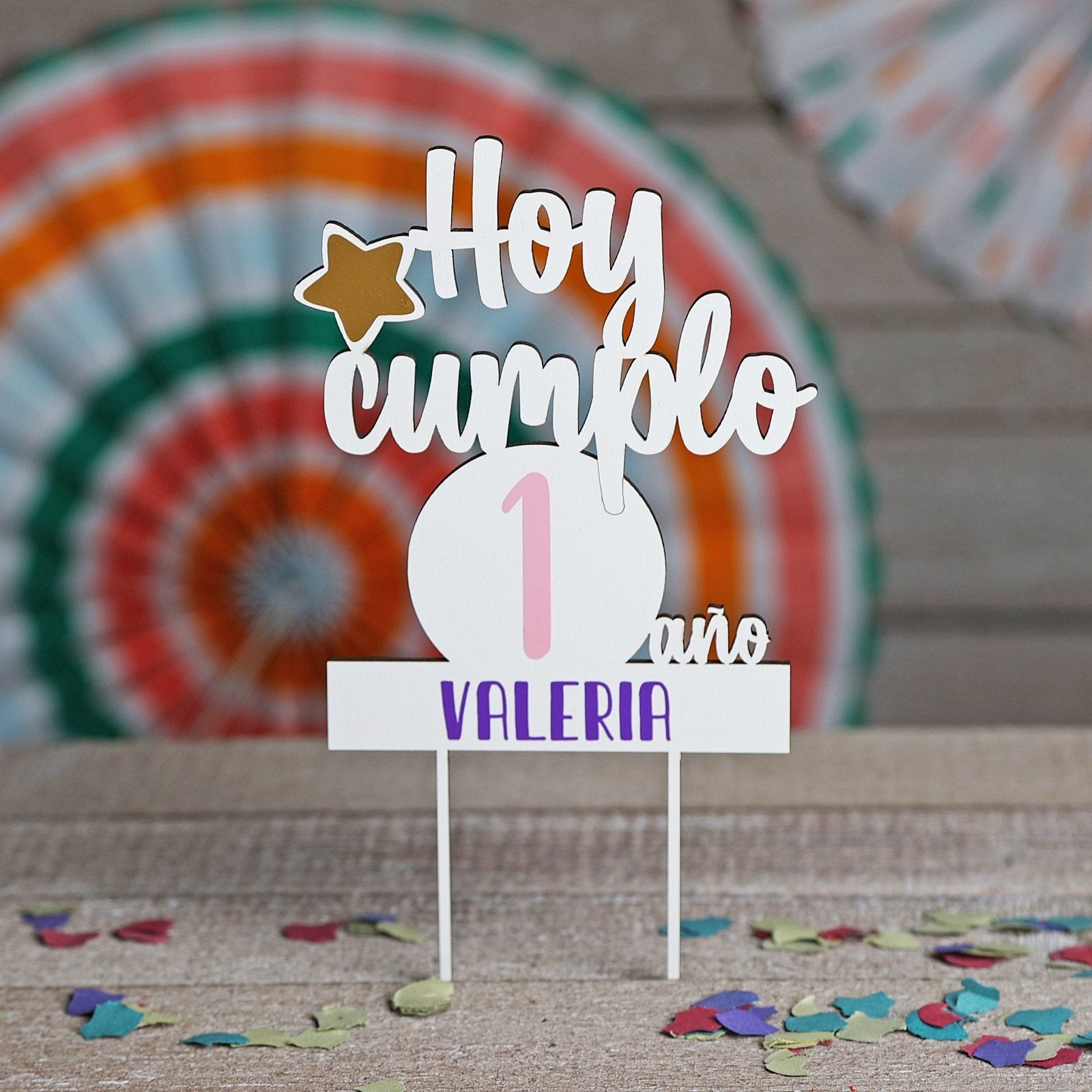 TOPPER PASTEL CUMPLEAÑOS PERSONALIZADO - Happy Moments Baby