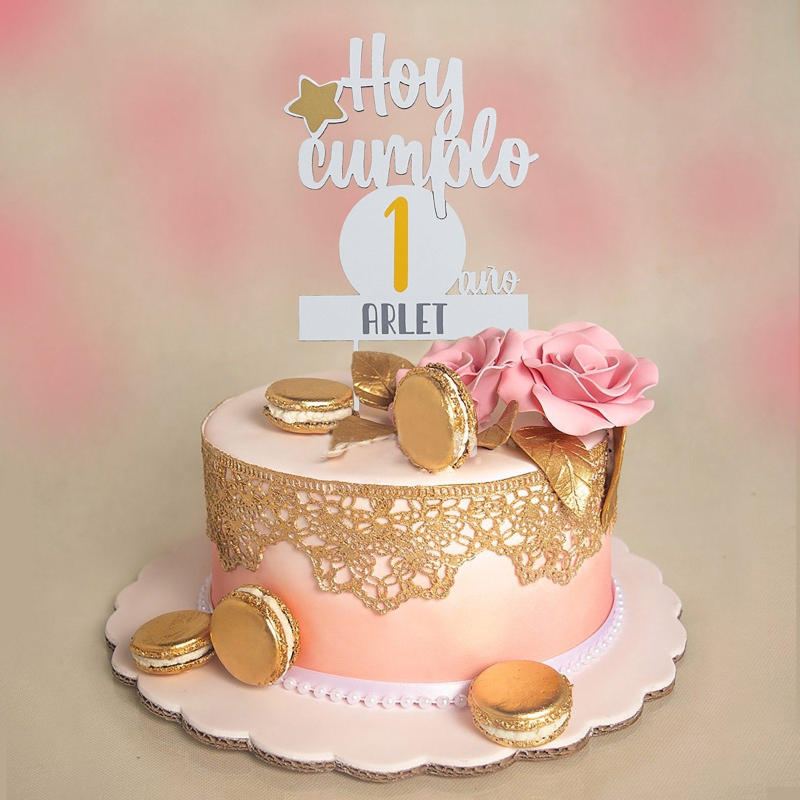 TOPPER PASTEL CUMPLEAÑOS PERSONALIZADO - Happy Moments Baby