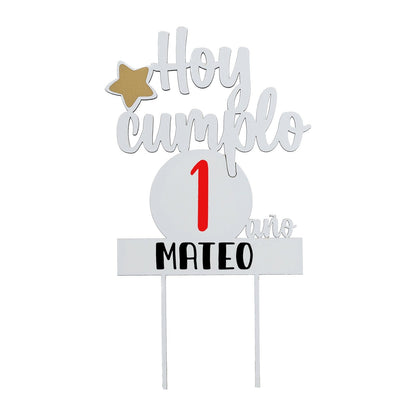 TOPPER PASTEL CUMPLEAÑOS PERSONALIZADO - Happy Moments Baby