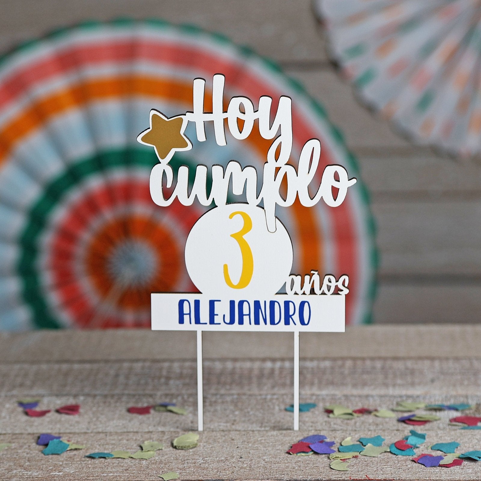 TOPPER PASTEL CUMPLEAÑOS PERSONALIZADO - Happy Moments Baby