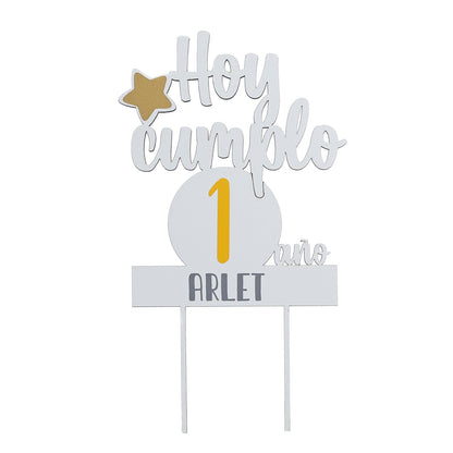 TOPPER PASTEL CUMPLEAÑOS PERSONALIZADO - Happy Moments Baby