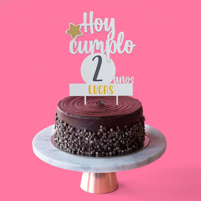 TOPPER PASTEL CUMPLEAÑOS PERSONALIZADO - Happy Moments Baby