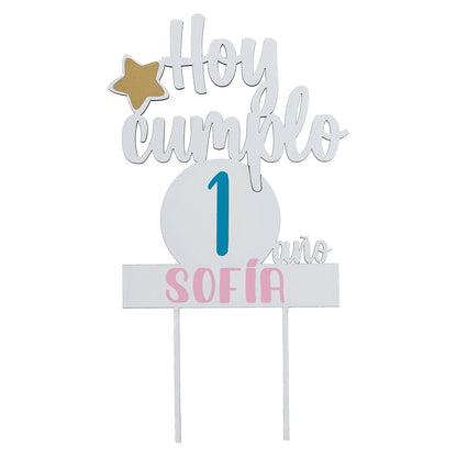 TOPPER PASTEL CUMPLEAÑOS PERSONALIZADO - Happy Moments Baby