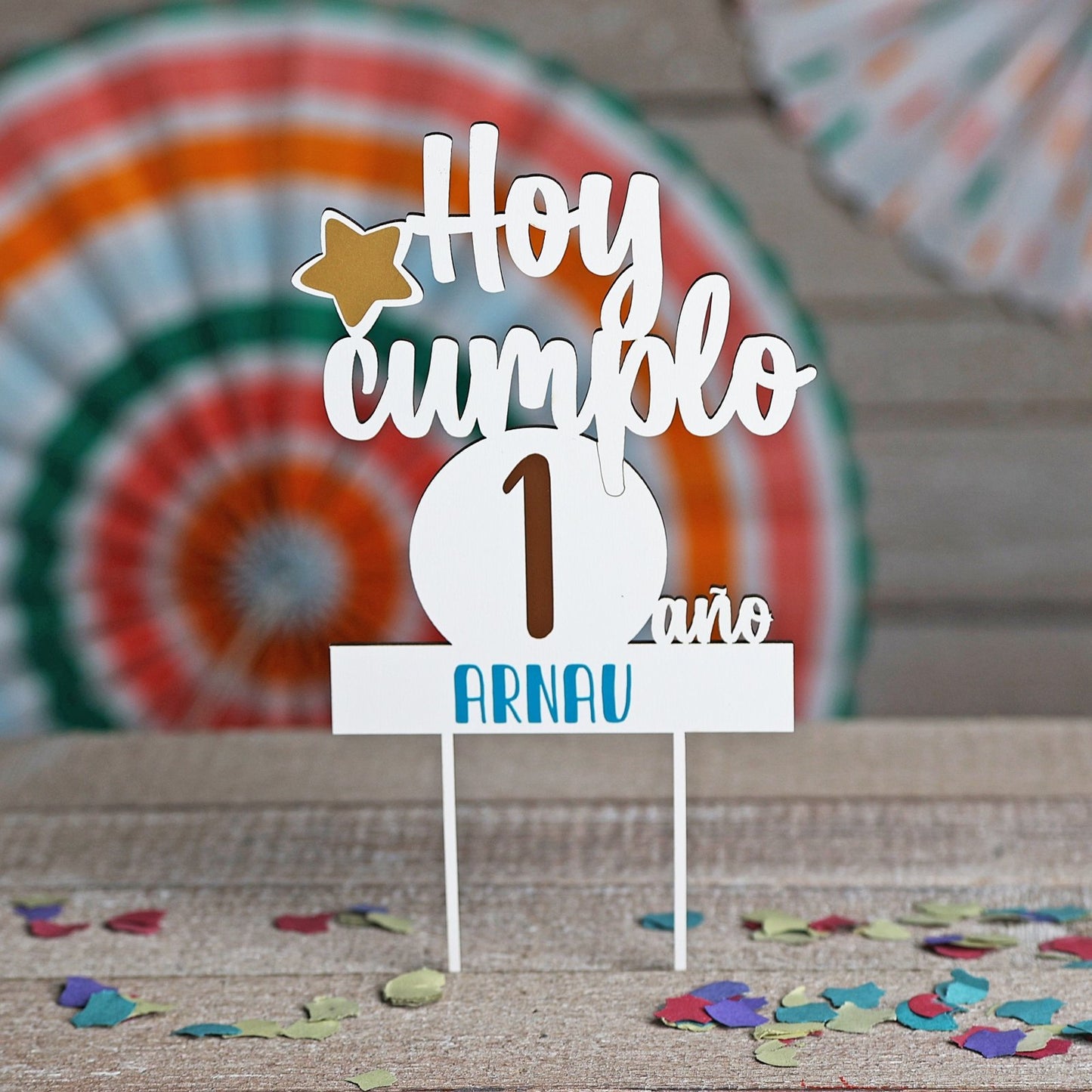 TOPPER PASTEL CUMPLEAÑOS PERSONALIZADO - Happy Moments Baby