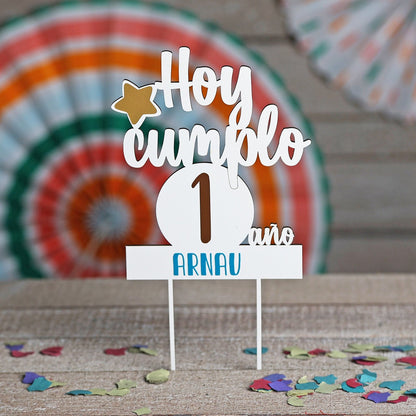 TOPPER PASTEL CUMPLEAÑOS PERSONALIZADO - Happy Moments Baby