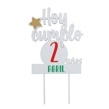 TOPPER PASTEL CUMPLEAÑOS PERSONALIZADO - Happy Moments Baby