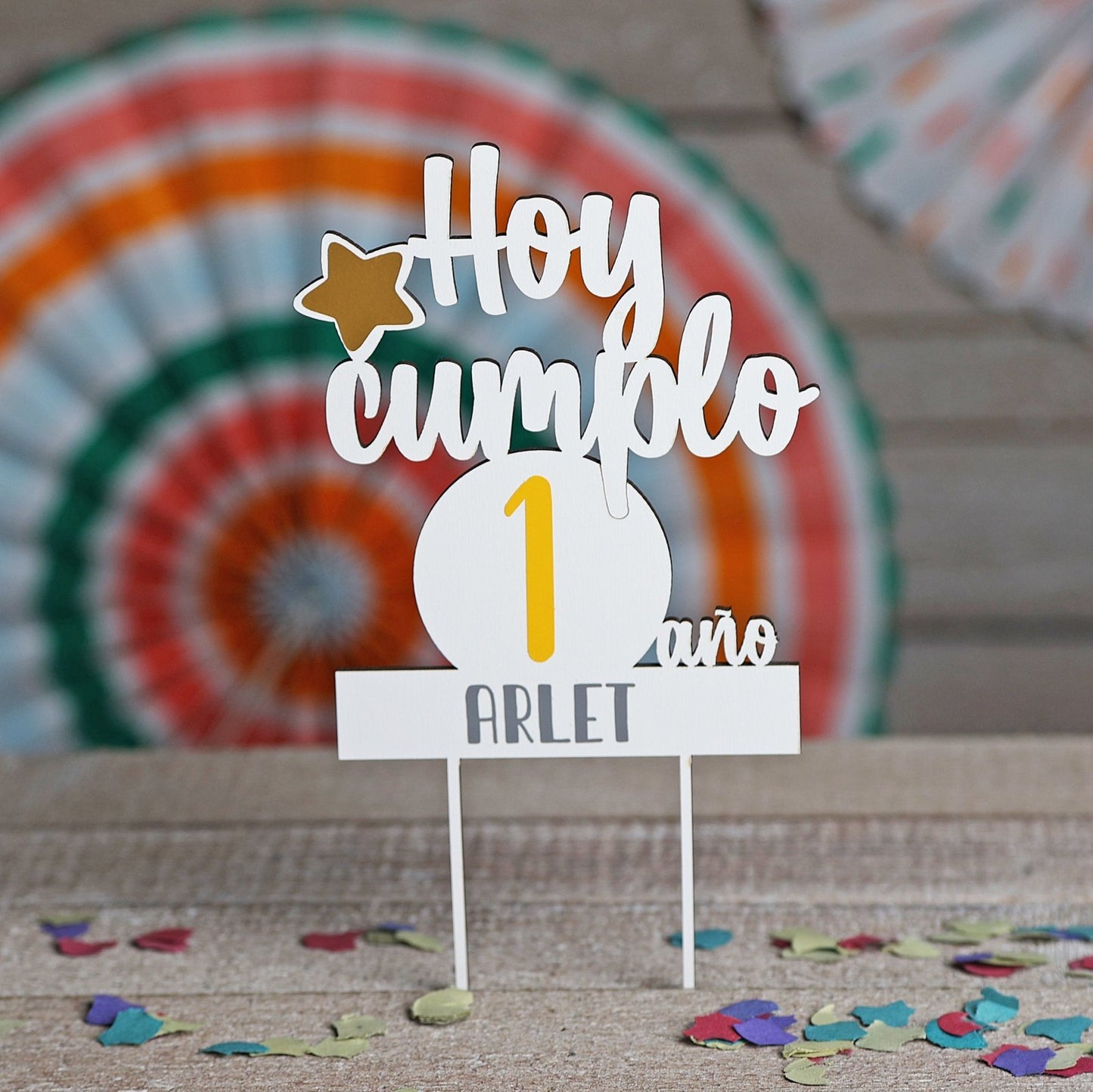 TOPPER PASTEL CUMPLEAÑOS PERSONALIZADO - Happy Moments Baby
