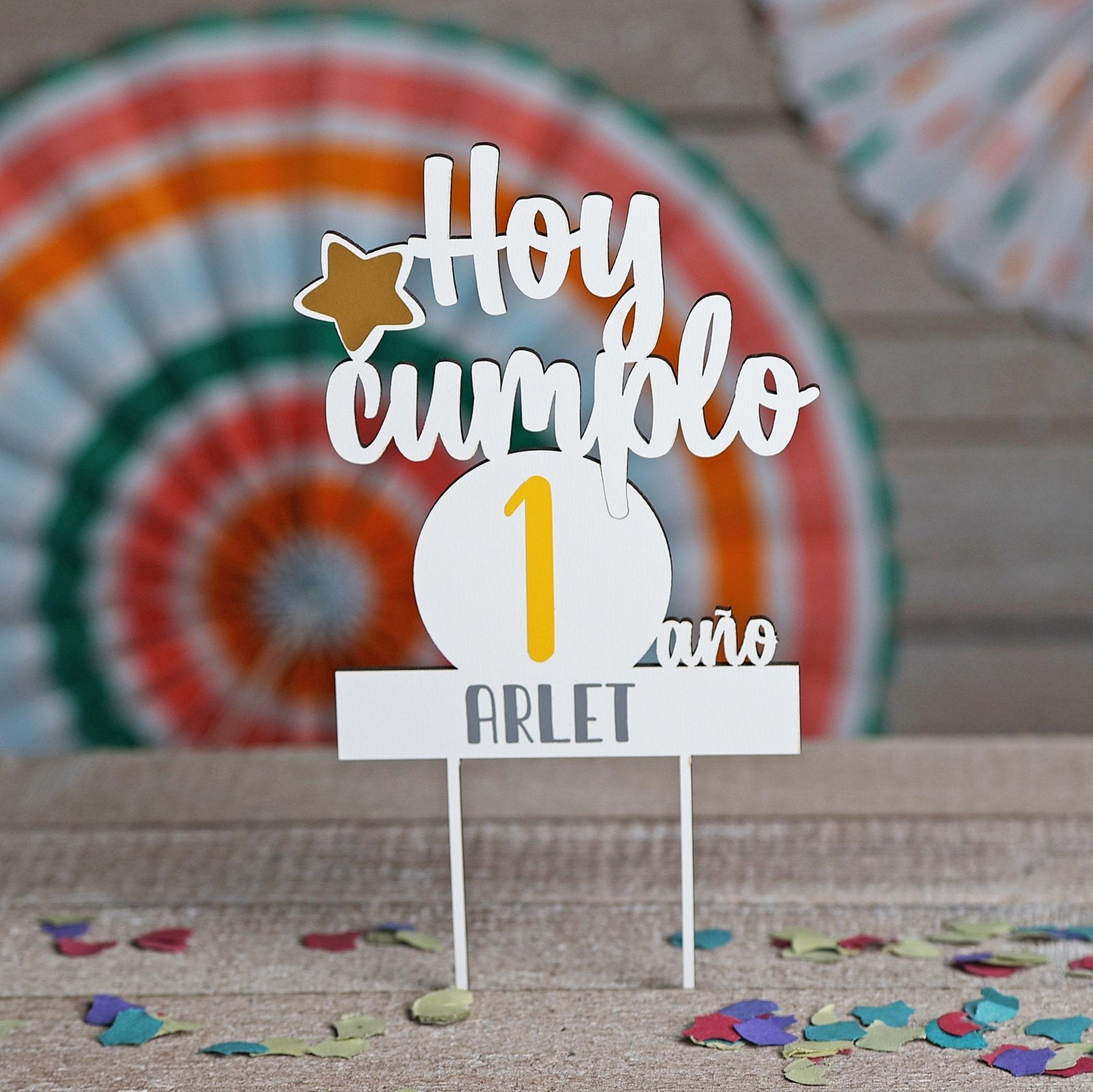 TOPPER PASTEL CUMPLEAÑOS PERSONALIZADO - Happy Moments Baby