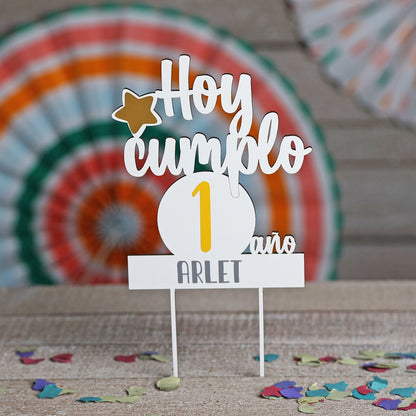 TOPPER PASTEL CUMPLEAÑOS PERSONALIZADO - Happy Moments Baby