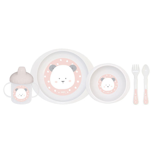 VAJILLA INFANTIL 5 PIEZAS SARO ·ROSA· - Happy Moments Baby