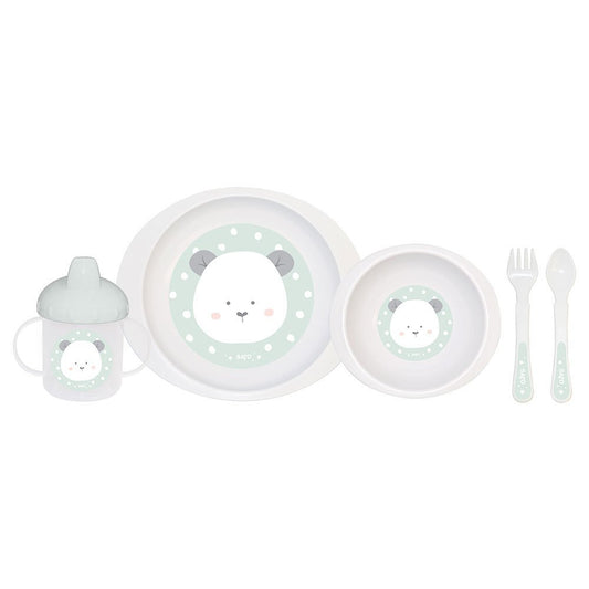 VAJILLA INFANTIL 5 PIEZAS SARO ·VERDE· - Happy Moments Baby